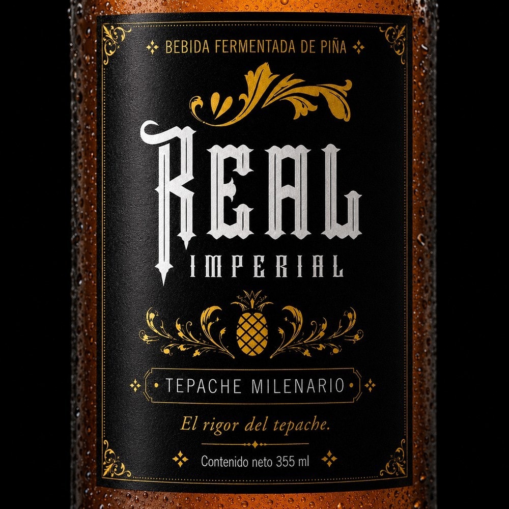 Detalle de etiqueta Tepache Milenario