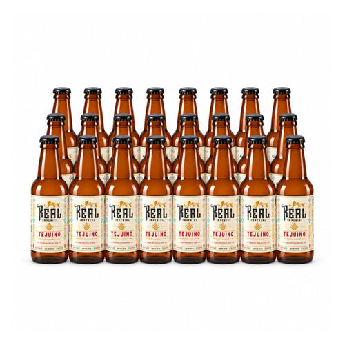 Caja de 24 botellas de Tejuino Real Imperial, 355 ml.