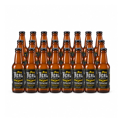 Caja de 24 botellas de Tepache Real Imperial, 355 ml.
